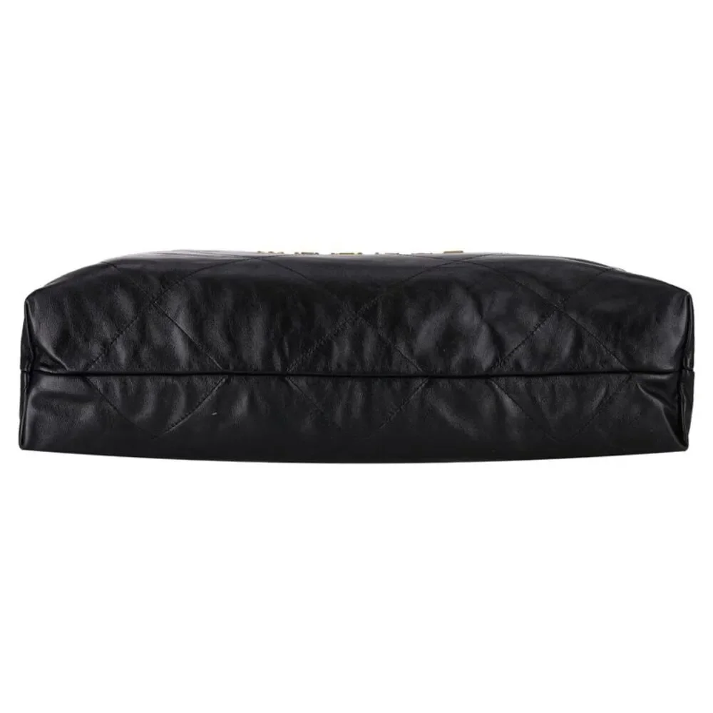 Chanel 22 Calfskin Leather Logo Hobo Bag With A Matching Pouch